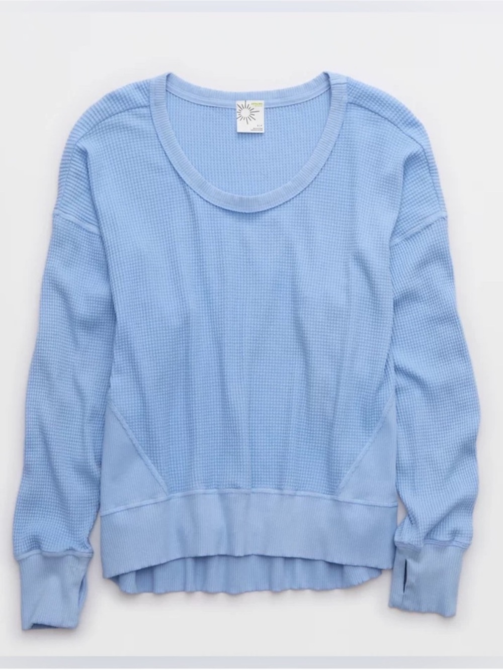 OFFLINE By Aerie Wow! Waffle T-Shirt Relaxed Oversized Blue Size Medium - Picture 11 of 11